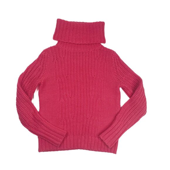 Banana Republic Turtleneck Mixed Stitch Strawberry Pink Wool Alpaca Sz XS - NWOT - Picture 2 of 7